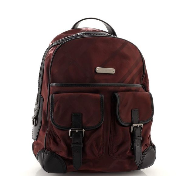 Burberry Rucksack Backpack Nylon with Leather Medium Purple - Picture 2 of 7